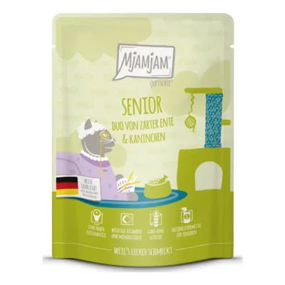 MjAMjAM Nourriture humide chat Senior Quetchie DUO de canard tendre et lapin 6 x 300 g Canard et lapin 6x300 g