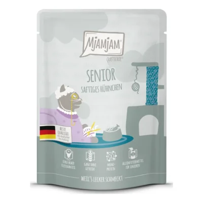 MjAMjAM Nourriture humide chat Senior Quetchie DUO de canard tendre et lapin 6 x 300 g Poulet 6x300 g