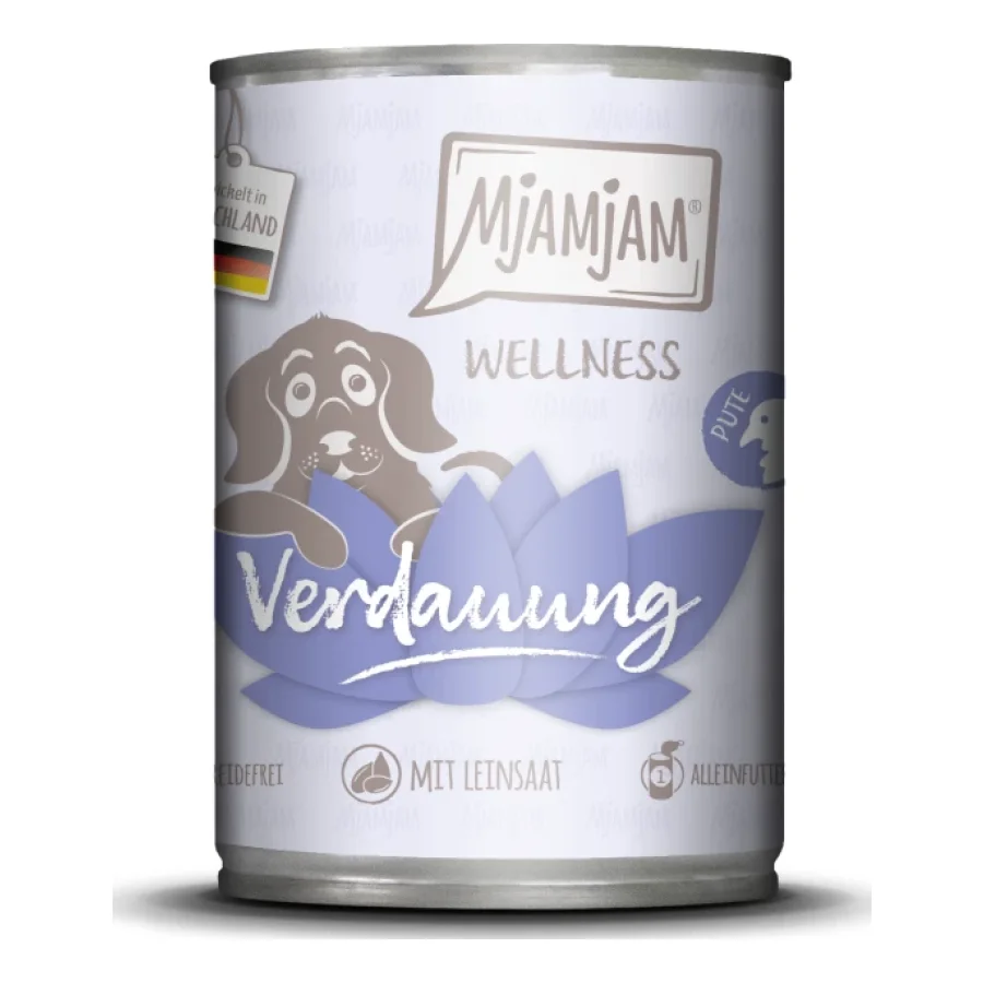 MjAMjAM nourriture humide chien Adult Wellness, digestion dinde 6 x 400 g