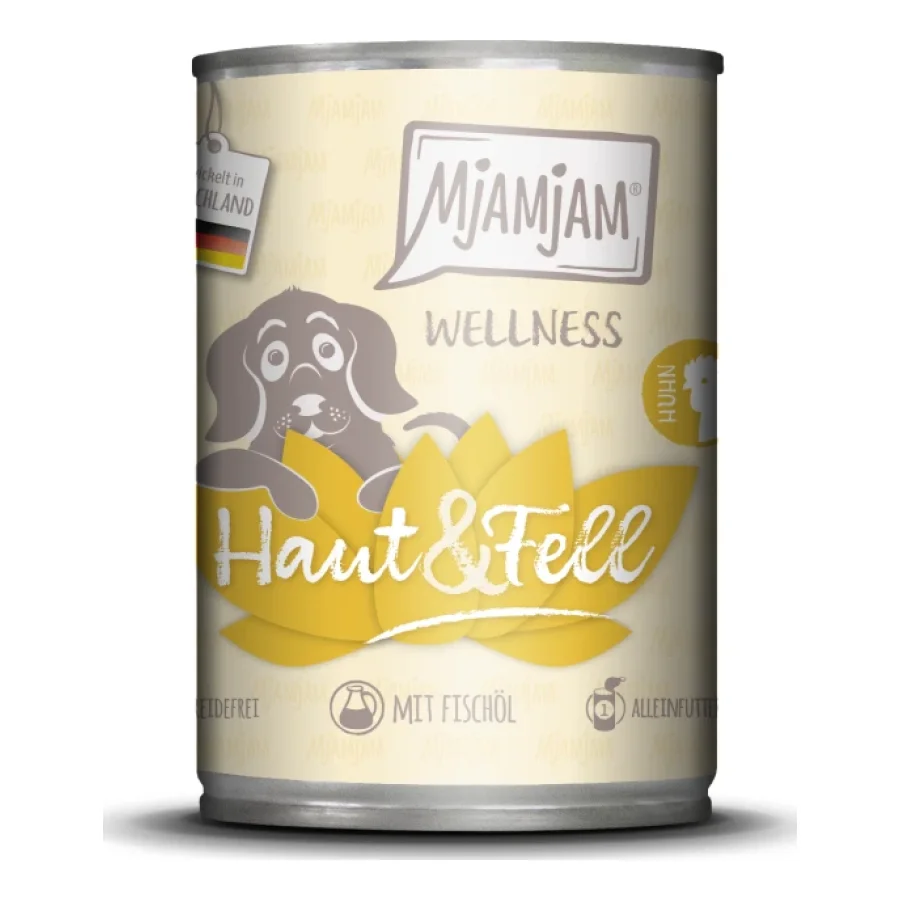 MjAMjAM nourriture humide chien Adult Wellness, peau et pelage Poulet 6 x 400 g