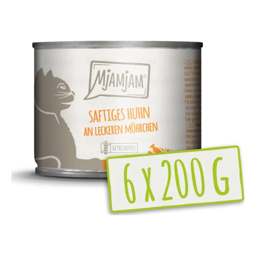 MjAMjAM nourriture humide pour chat adulte 6x200 g Poulet aux carottes