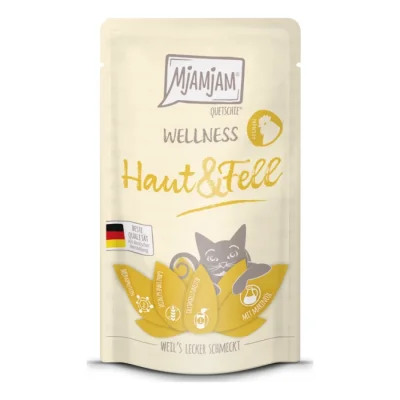 MjAMjAM nourriture humide pour chat adulte, Bien-être Peau & Pelage 12x125 g Poulet