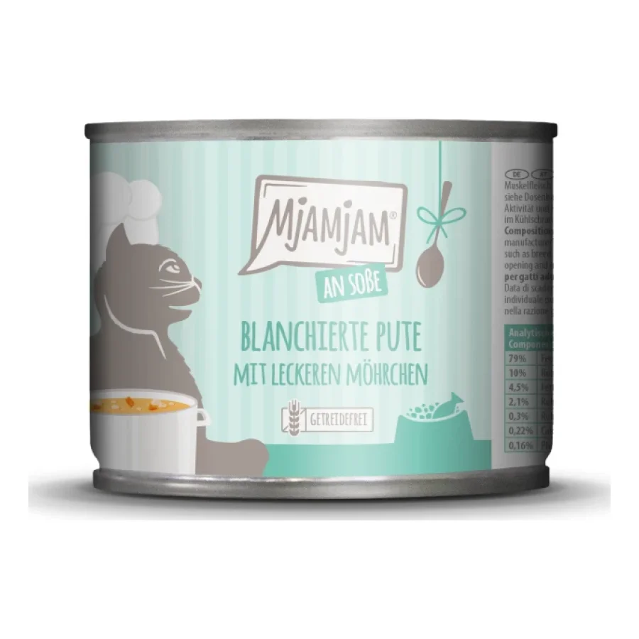 MjAMjAM nourriture humide pour chat adulte, blanchie en sauce 6x185 g Dinde et carotte