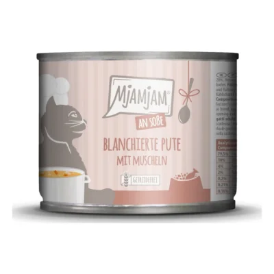 MjAMjAM nourriture humide pour chat adulte, blanchie en sauce 6x185 g Dinde et coquillages