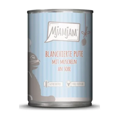 MjAMjAM nourriture humide pour chat adulte, blanchie en sauce 6x380 g Dinde et coquillages