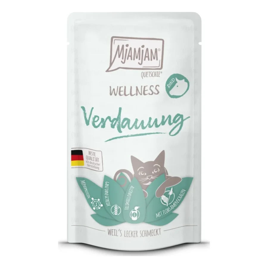 MjAMjAM nourriture humide pour chat adulte, digestion bien-être 12x125 g Bœuf