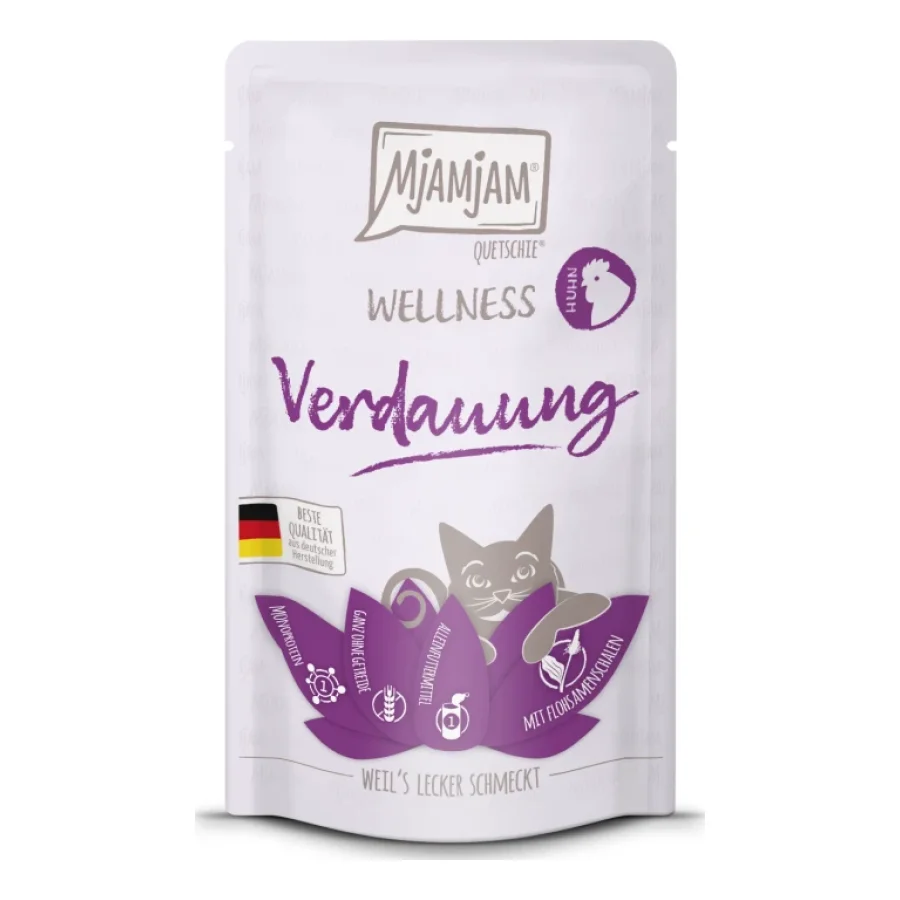 MjAMjAM nourriture humide pour chat adulte, digestion bien-être 12x125 g Poulet
