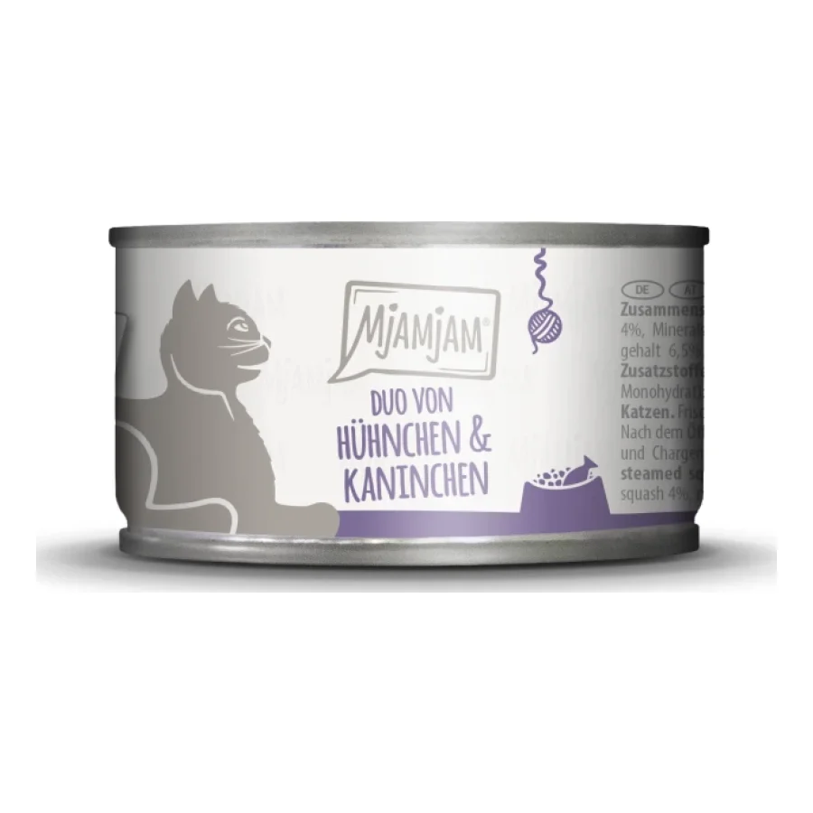 MjAMjAM nourriture humide pour chat adulte, Duo 6x100 g Poulet et lapin