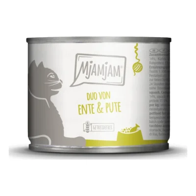MjAMjAM nourriture humide pour chat adulte, Duo 6x200 g Canard et dinde