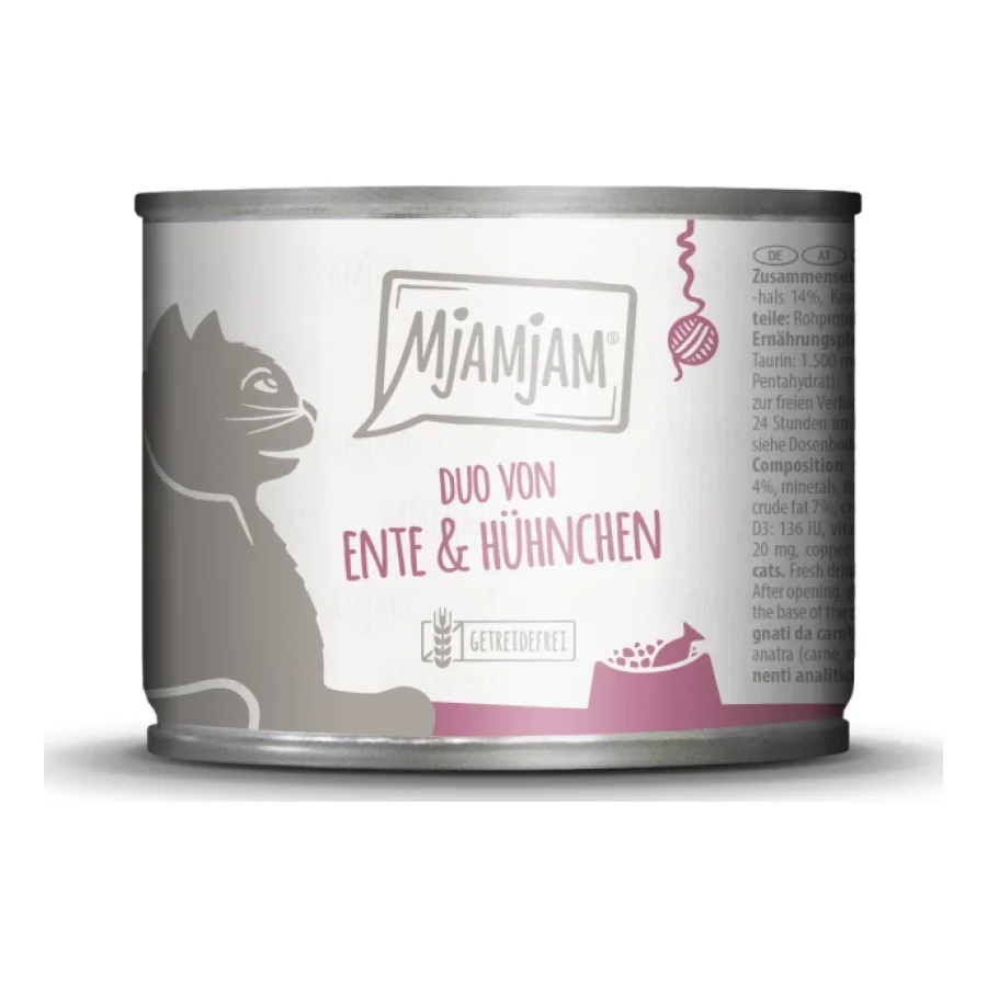 MjAMjAM nourriture humide pour chat adulte, Duo 6x200 g Canard et poulet
