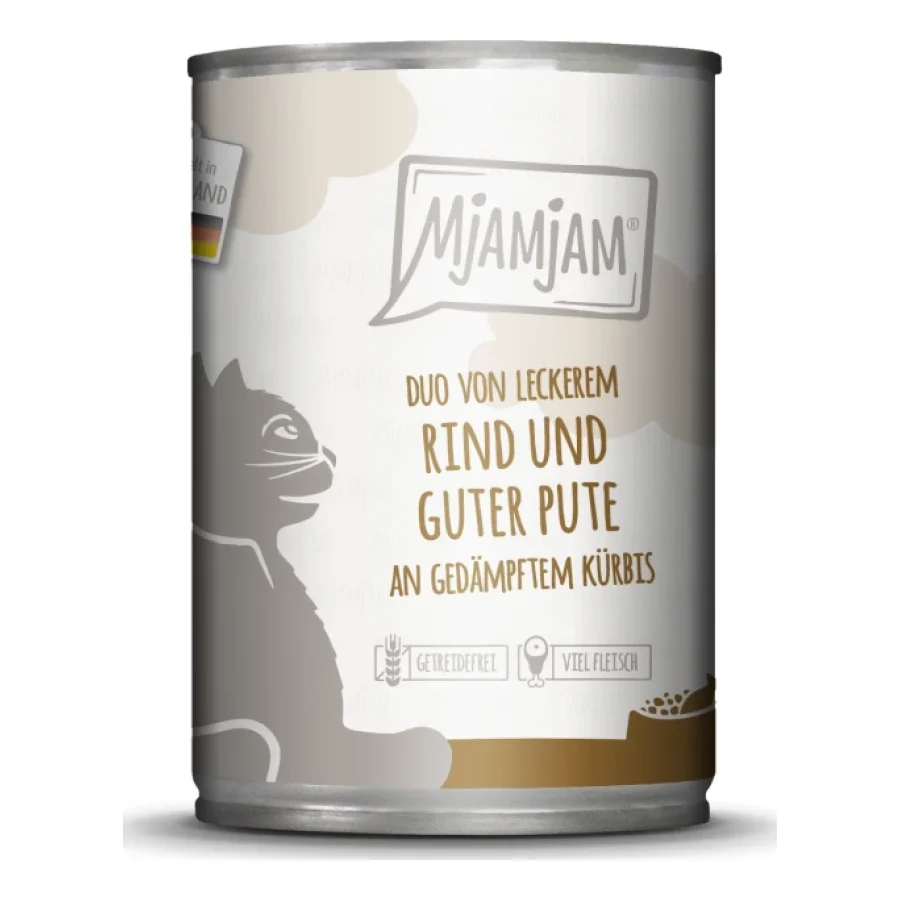 MjAMjAM nourriture humide pour chat adulte, Duo 6x400 g Bœuf et dinde