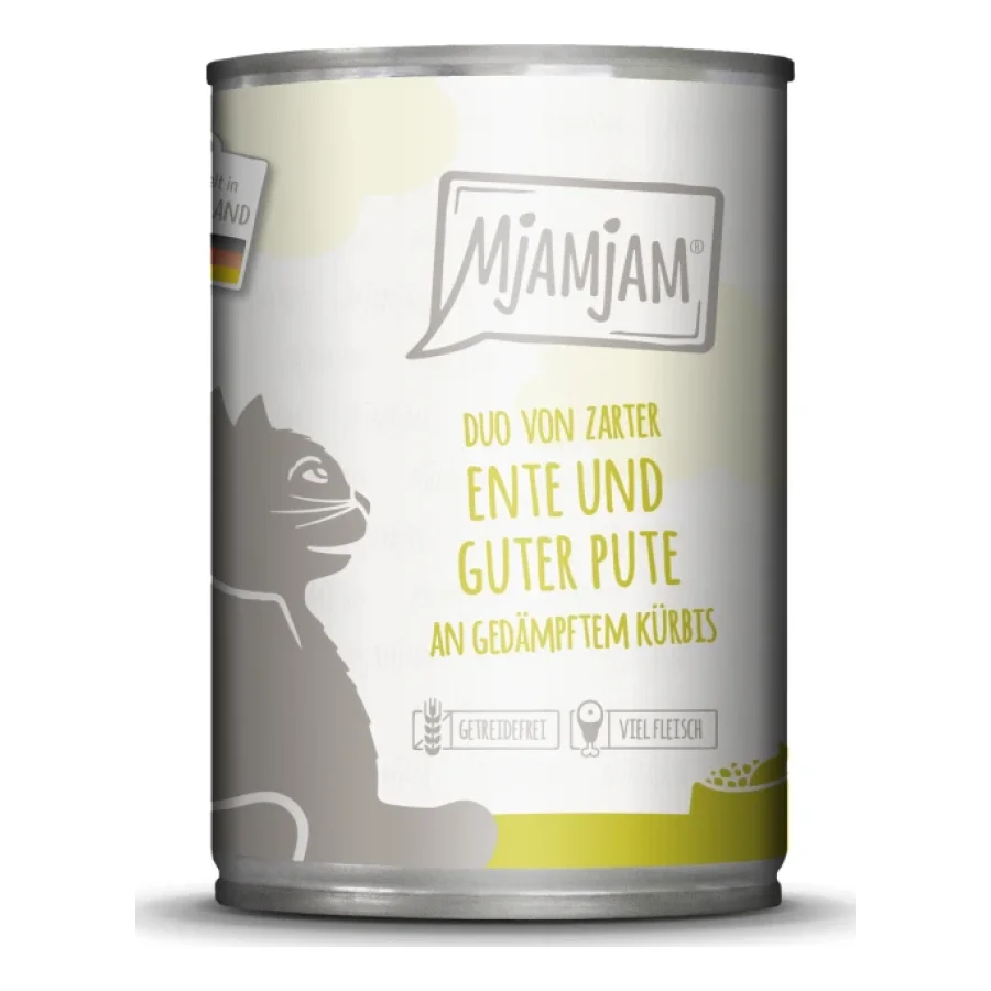 MjAMjAM nourriture humide pour chat adulte, Duo 6x400 g Canard et dinde
