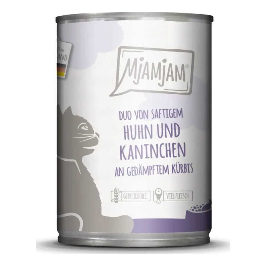 MjAMjAM nourriture humide pour chat adulte, Duo 6x400 g Poulet et lapin