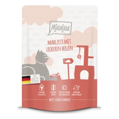 MjAMjAM nourriture humide pour chat adulte, Quetschie 6x300 g avec cœurs