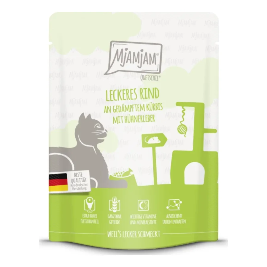 MjAMjAM nourriture humide pour chat adulte, Quetschie 6x300 g Bœuf