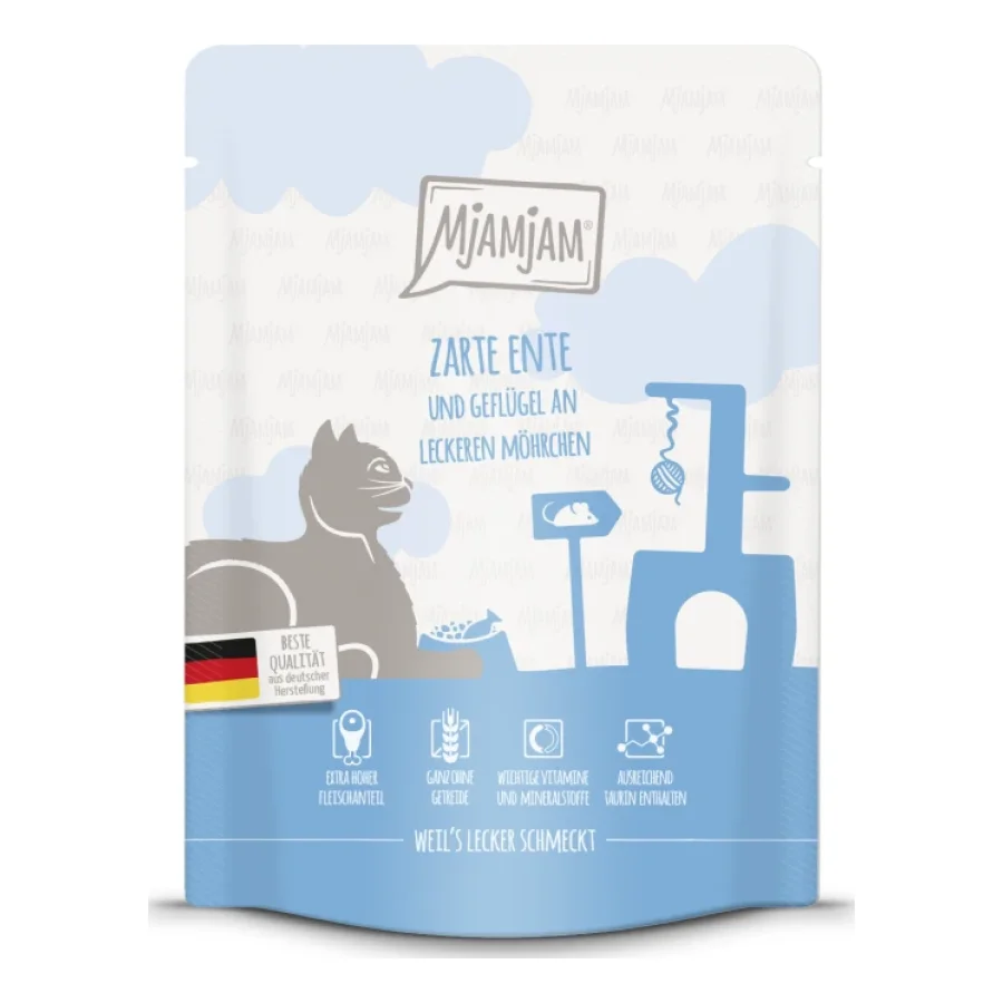 MjAMjAM nourriture humide pour chat adulte, Quetschie 6x300 g Canard et volaille