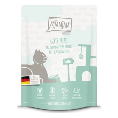 MjAMjAM nourriture humide pour chat adulte, Quetschie 6x300 g Dinde