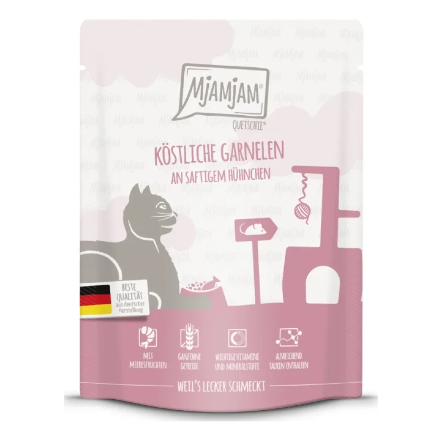 MjAMjAM nourriture humide pour chat adulte, Quetschie 6x300 g Garnelen