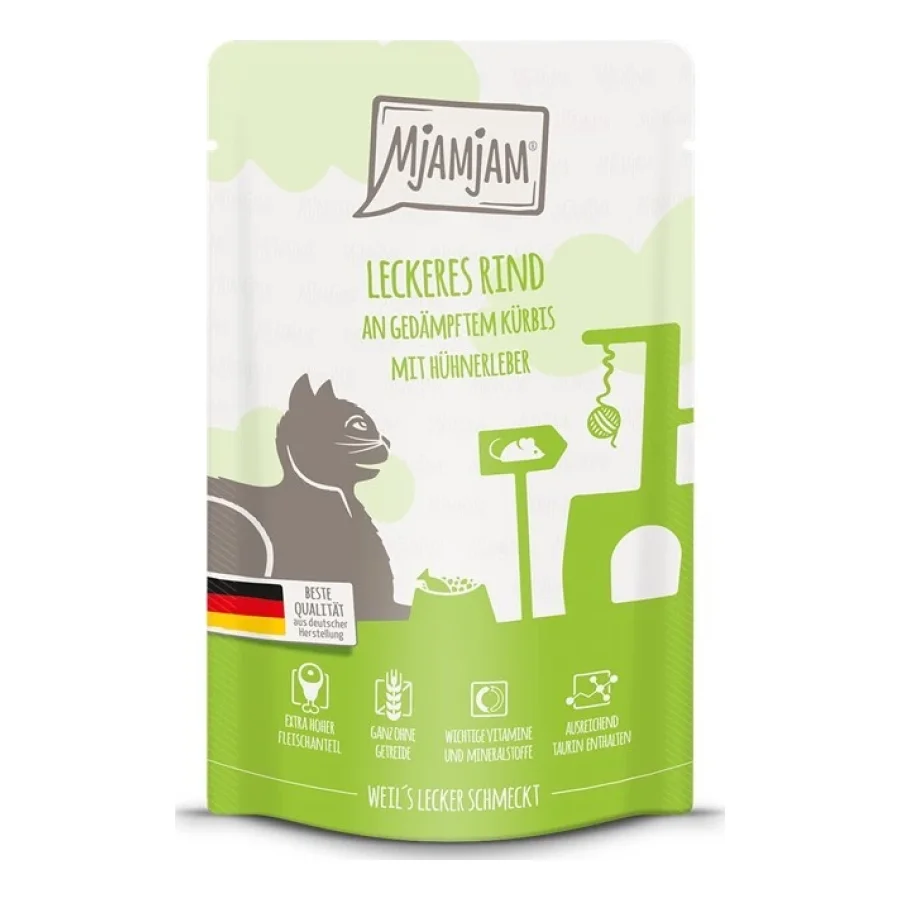 MjAMjAM nourriture humide pour chat adulte, Quetschie, Bœuf, potiron 12x125 g