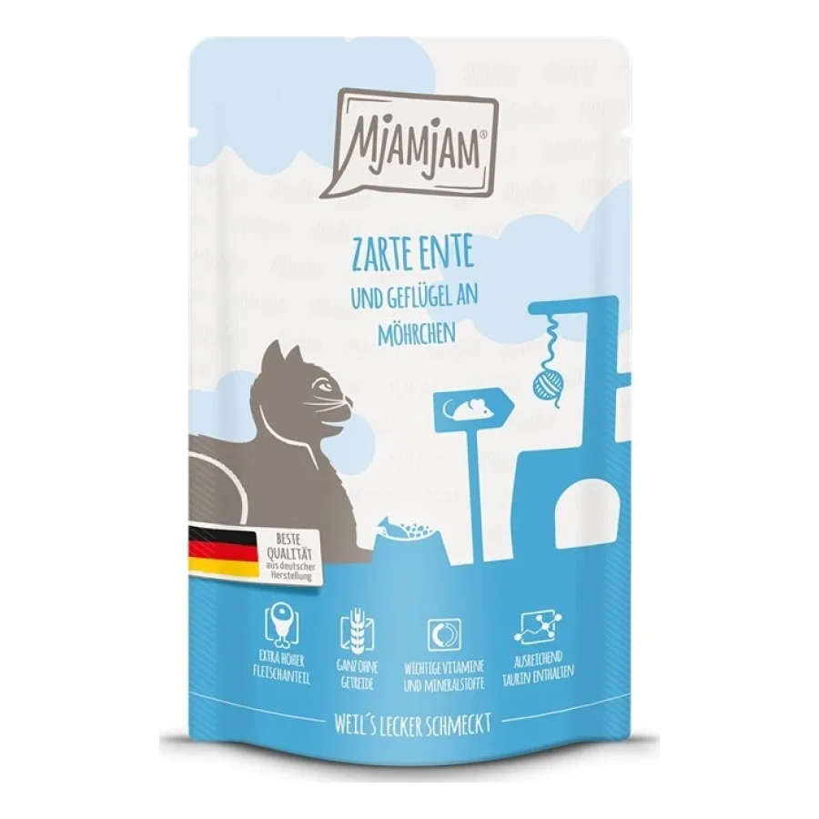 MjAMjAM nourriture humide pour chat adulte, Quetschie, Canard et volaille 12x125 g