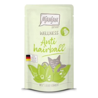 MjAMjAM Nourriture humide pour chat Bien-être - Anti-boules de poils 12 x 125 g Poulet