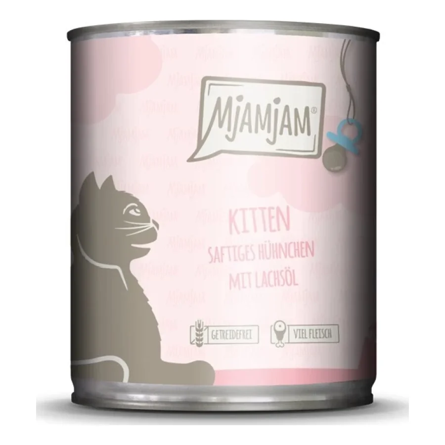 MjAMjAM nourriture humide pour chaton, poulet avec huile de saumon 6x800 g