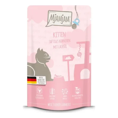 MjAMjAM nourriture humide pour chaton, Quetschie, Poulet à l'huile de saumon 12x125 g