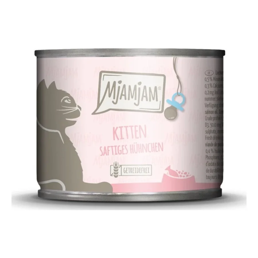 MjAMjAM Nourriture humide pour chatons . Poulet à l'huile de saumon 6x200 g