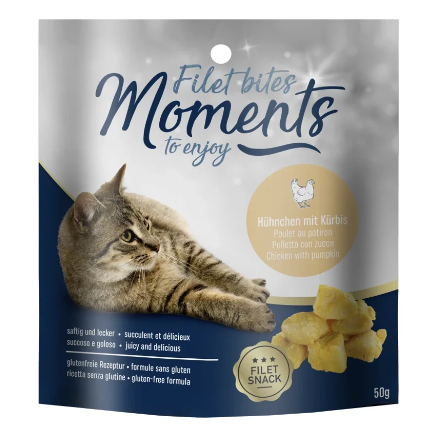 MOMENTS Snack Chat Filet Bouchées Poulet et potiron 12x50 g