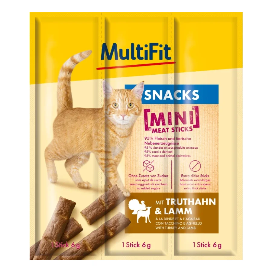MultiFit Bâtonnets BBQ Meat 25x3x6 g Dinde et agneau