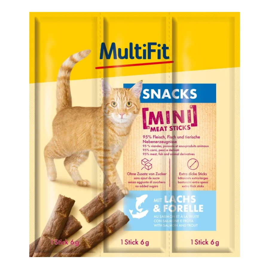 MultiFit Bâtonnets BBQ Meat 25x3x6 g Saumon et truite