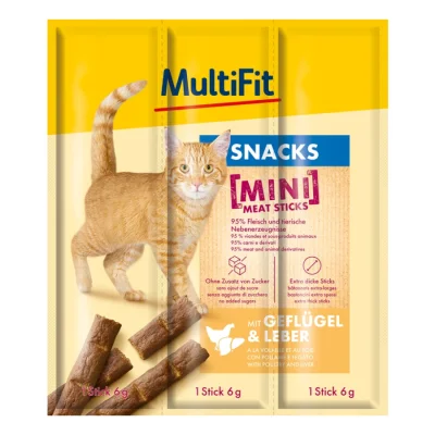 MultiFit Bâtonnets BBQ Meat 25x3x6 g Volaille et foie