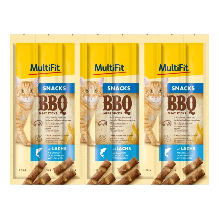 MultiFit Bâtonnets de viande BBQ 7x8x5g Saumon