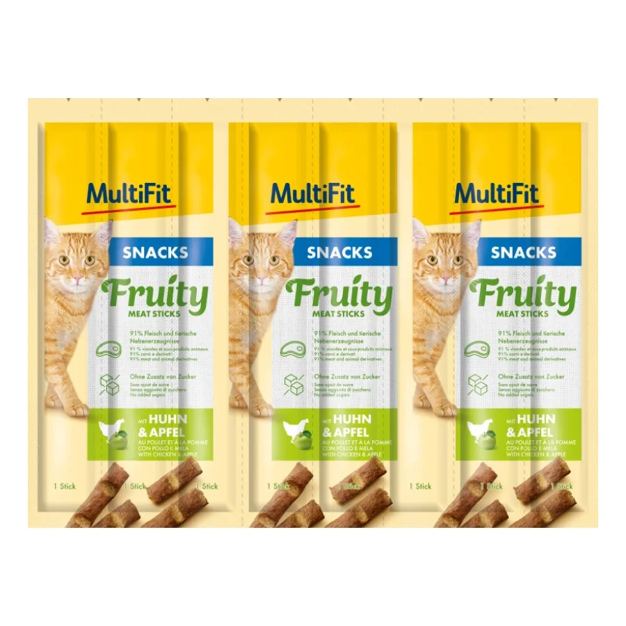 MultiFit Bâtonnets Fruity Meat 7x8x5 g Poulet et pomme