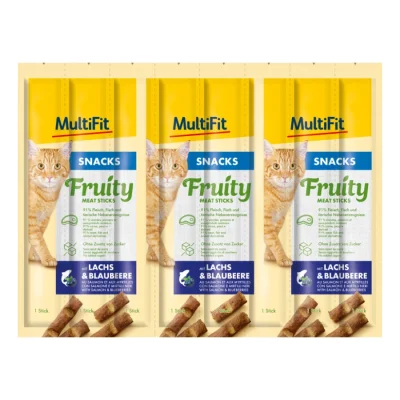 MultiFit Bâtonnets Fruity Meat 7x8x5 g Saumon et myrtilles