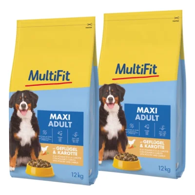 MultiFit Croquettes Chien Adulte, Maxi, avec Volaille & Carotte 2x12 kg