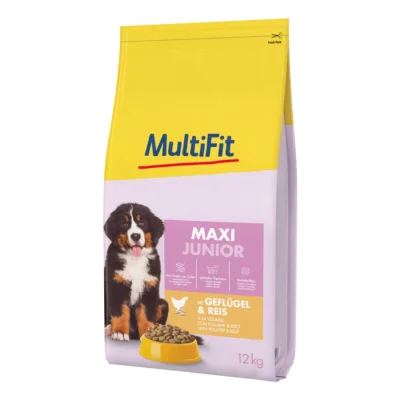 MultiFit Croquettes Chien Junior, Maxi, avec Volaille & Riz 12 kg