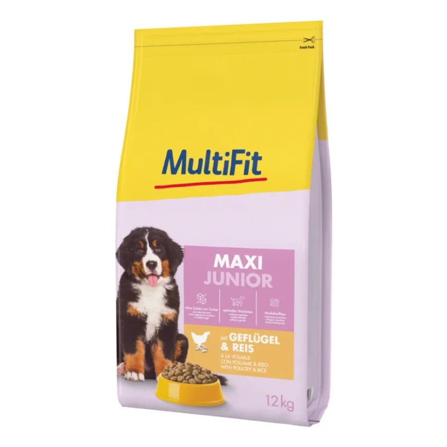 MultiFit Croquettes Chien Junior, Maxi, avec Volaille & Riz 12 kg