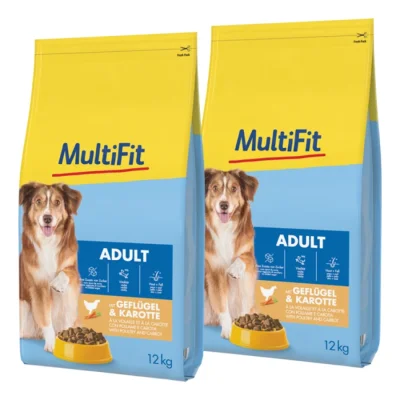 MultiFit Croquettes pour chien adulte, au volaille & carotte 2x12 kg