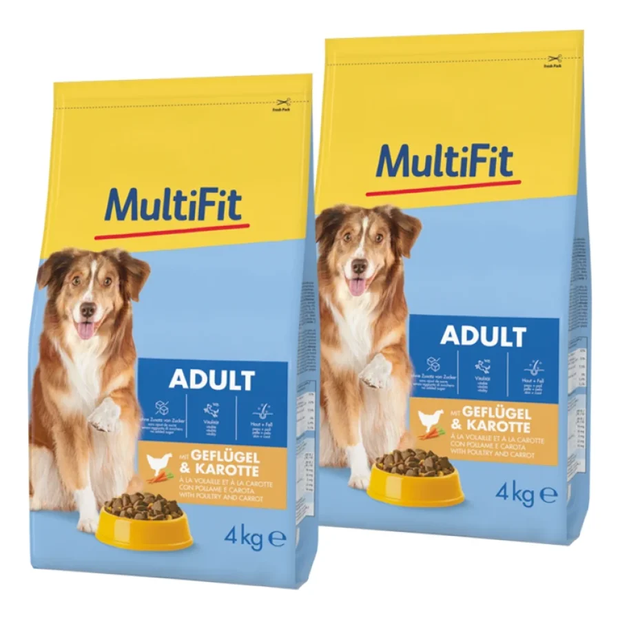 MultiFit Croquettes pour chien adulte, au volaille & carotte 2x4 kg