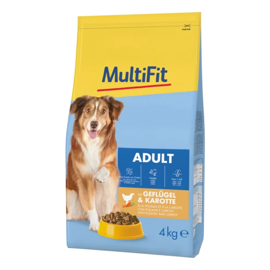 MultiFit Croquettes pour chien adulte, au volaille & carotte 4 kg