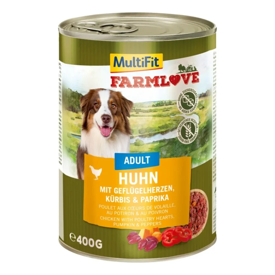MultiFit Farmlove Adult poulet, cœur de volaille 6x400 g