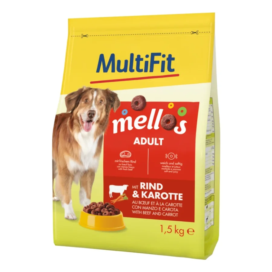 MultiFit Mellos nourriture sèche pour chien adulte au bœuf et aux carottes 1,5 kg