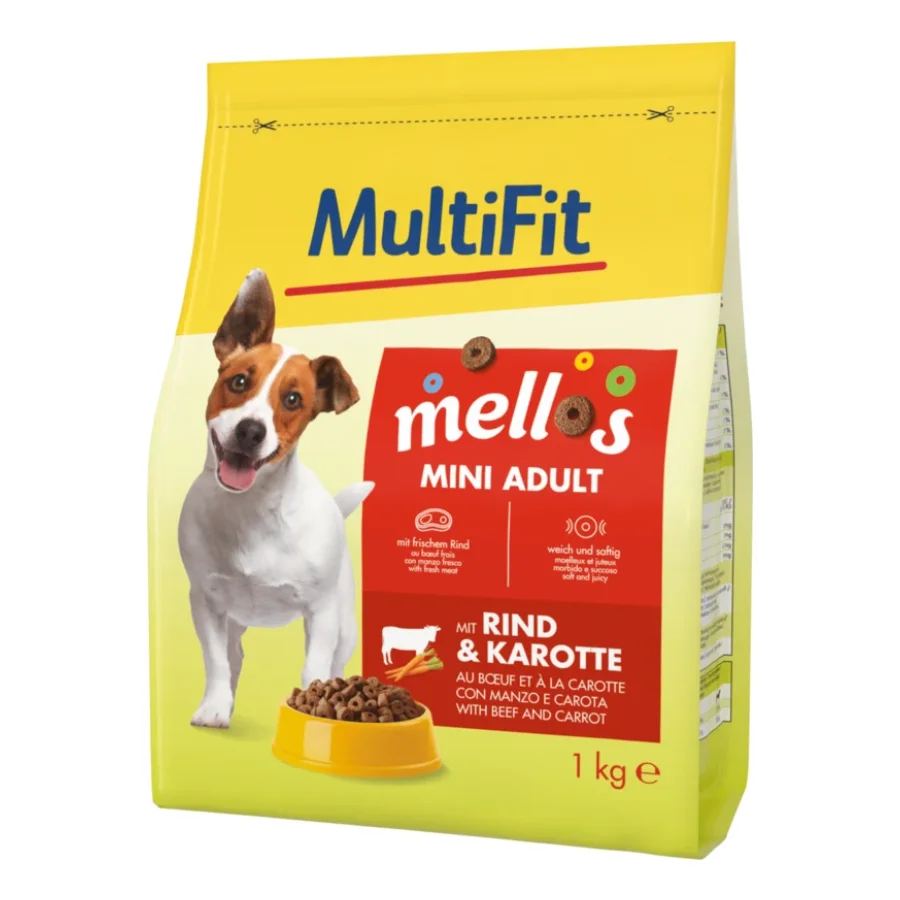 MultiFit Mellos nourriture sèche pour chien adulte, Mini au bœuf et aux carottes 1 kg