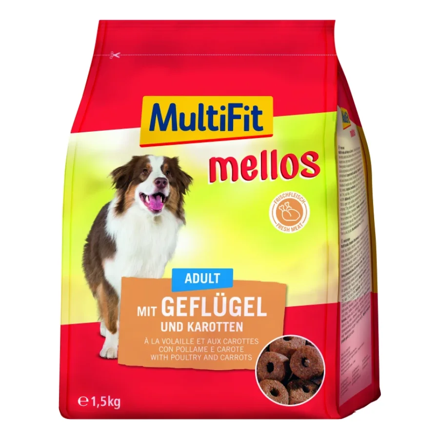 MultiFit Mellos nourriture sèche pour chien adulte Volaille et carottes 1,5 kg