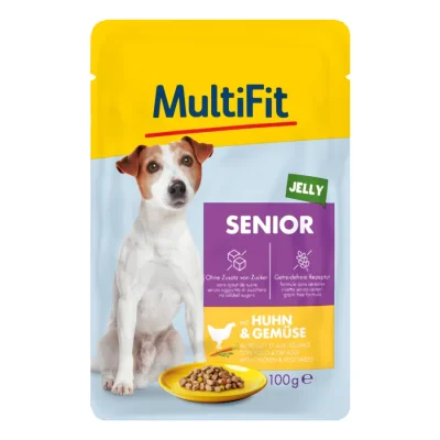 MultiFit nourriture humide chien, senior, au poulet et légumes 24x100 g