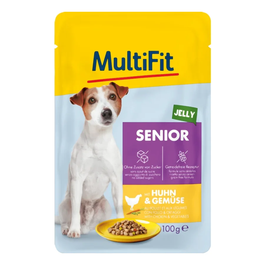 MultiFit nourriture humide chien, senior, au poulet et légumes 24x100 g
