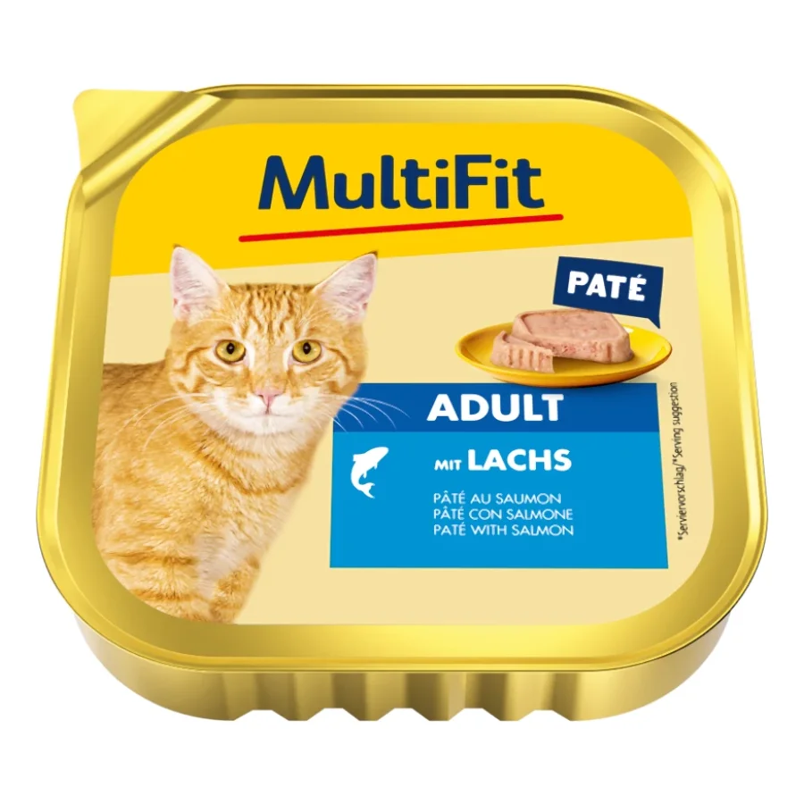 MultiFit nourriture humide pour chat adulte, pâté au saumon 16x100 g