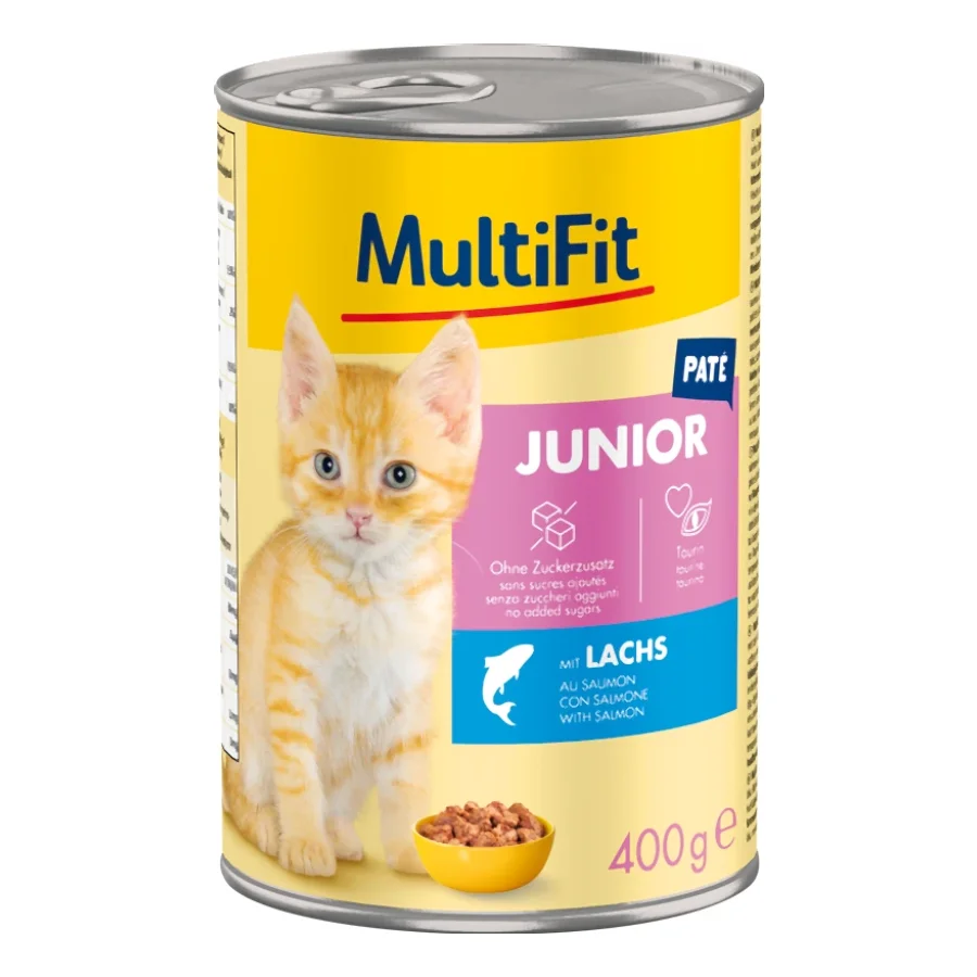 MultiFit nourriture humide pour chat junior, pâté, au saumon 6x400 g