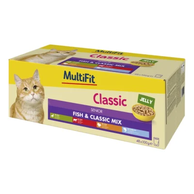 MultiFit nourriture humide pour chat senior Jelly Fish & Classic Mix 48x100g